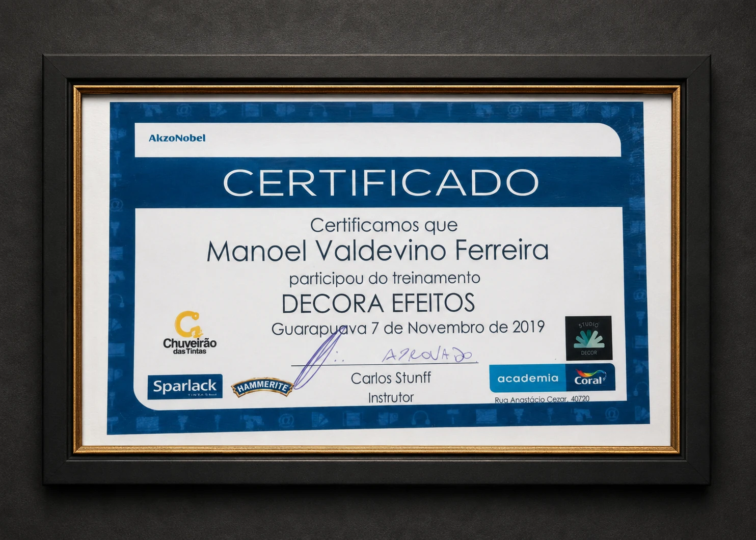 Segundo certificado de reconhecimento da MVF Pinturas
